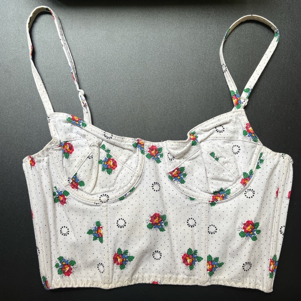 White with flowers corset top
